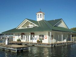 Cottonwood Creek Marina main building on the water