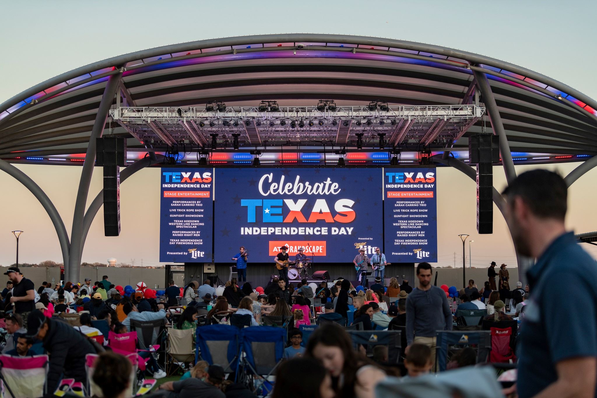 People enjoying the show on the stage During Texas Independence Day